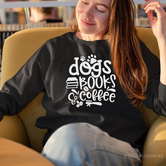Dogs, Books, & Coffee Unisex Graphic Sweatshirt